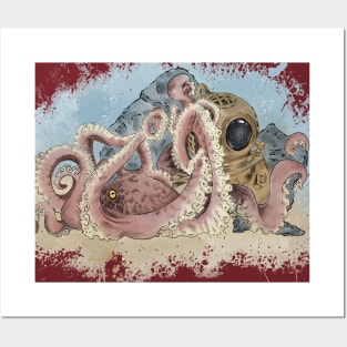 Octopus and Helmet, color Posters and Art